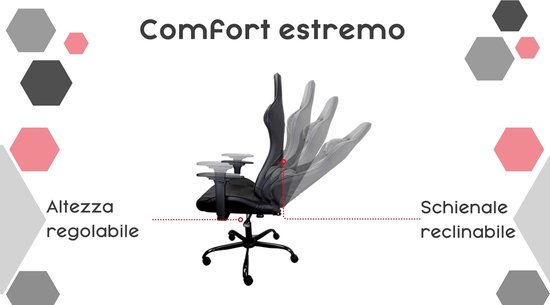 Gamestoel - Race stoel bureaustoel - Langdurig zitten - Ergonomisch ontwerp - 60 x 50 x 130 cm - Blauw — afbeelding 4