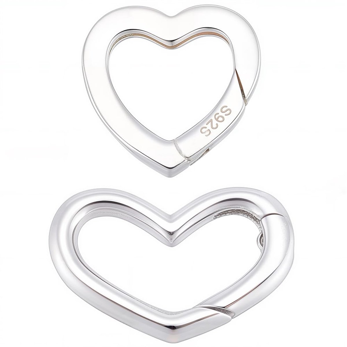 1 Doos 2 Stuks 925 Sterling Zilver Poort Ringen Hart Veer Sluiting Liefde Harten Vormige Armbanden Ketting Sluitingen Verbinders Karabijnhaak Snap Clip Ring voor Sieraden Maken DIY Ambachten