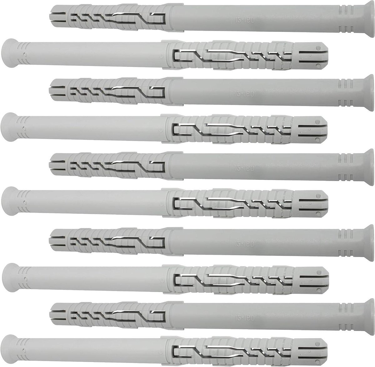 Universele Pluggen Set - Metselwerk Bevestiging - Stevig Ophangen - Geribbeld Lichaam - 12x160 mm - Grijs