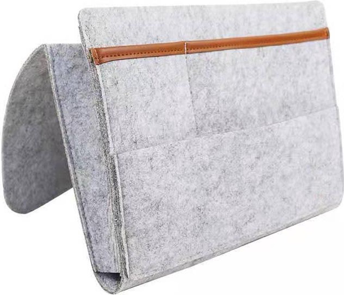 Organiser - Bed / bank organizer - Bedside pocket - Opbergzak - Bankopberger - Vilten opbergtas - Opbergvakken - Tijdschriften / boeken / laptop opbergen - Vilt - Sofa caddy - Grijs - Jonyx