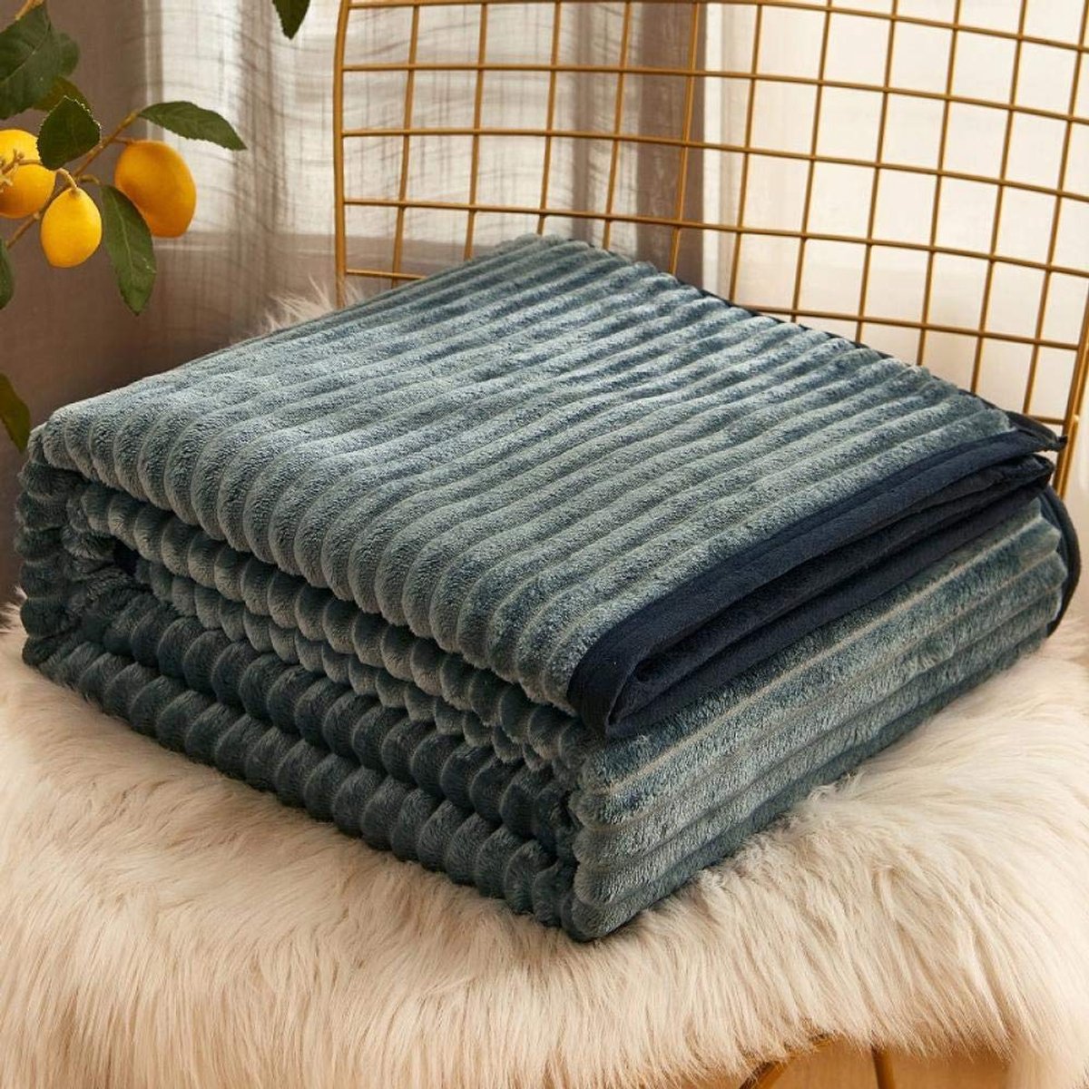 fleece werpdekens Reisformaat - Superzachte donzige warme stevige bedspreien voor bank Microfiber deken -groen_200x230cm