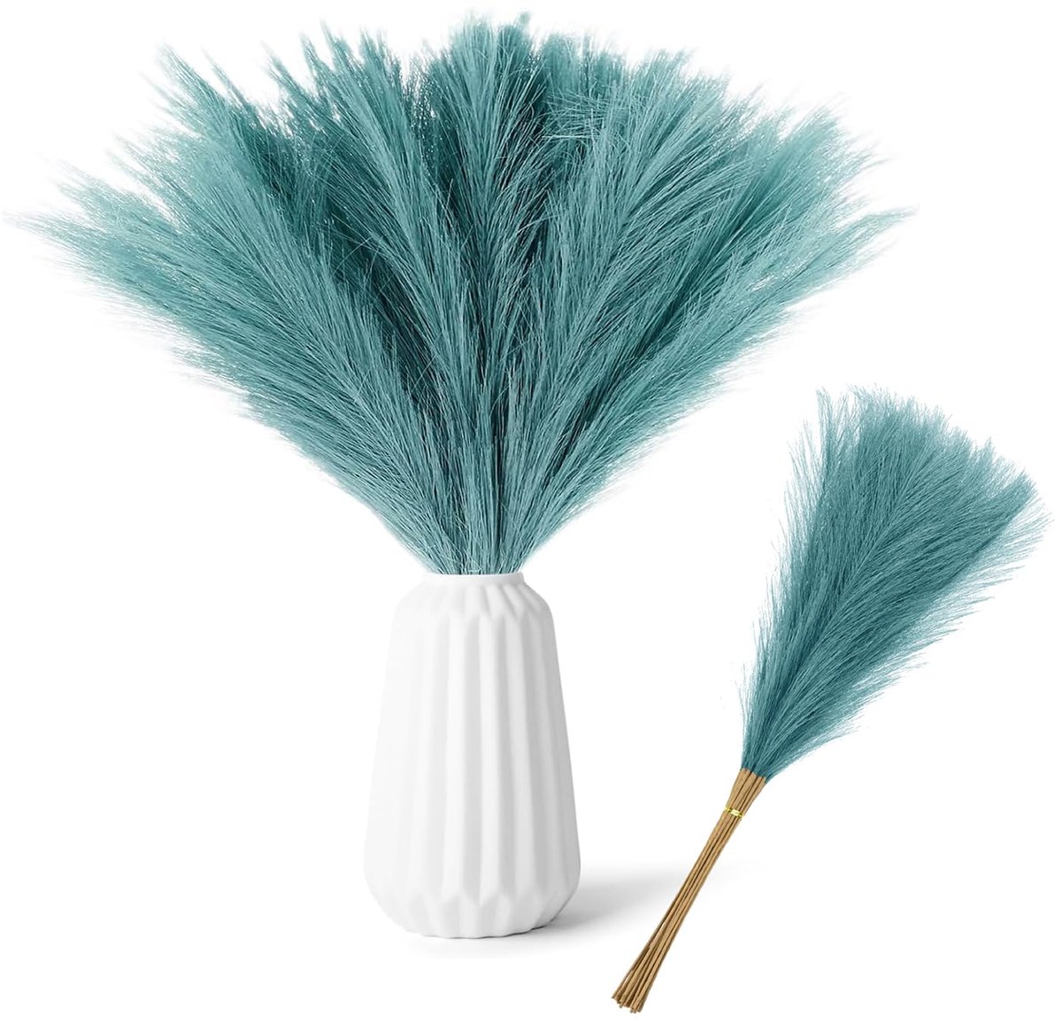30 stuks blauw pampasgras, kunstpampasgras, 55 cm, pampasgra-decoratie, droogbloemen, gedroogde bloemen, decoratie, kunstbloemen, planten voor bruiloft, kantoor, slaapkamer, woonkamer