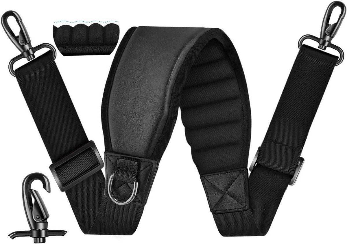 Schouderband - Tasriem - Comfortabel Dragen - Extra Dikke Vulling - Tot 195 cm - Zwart