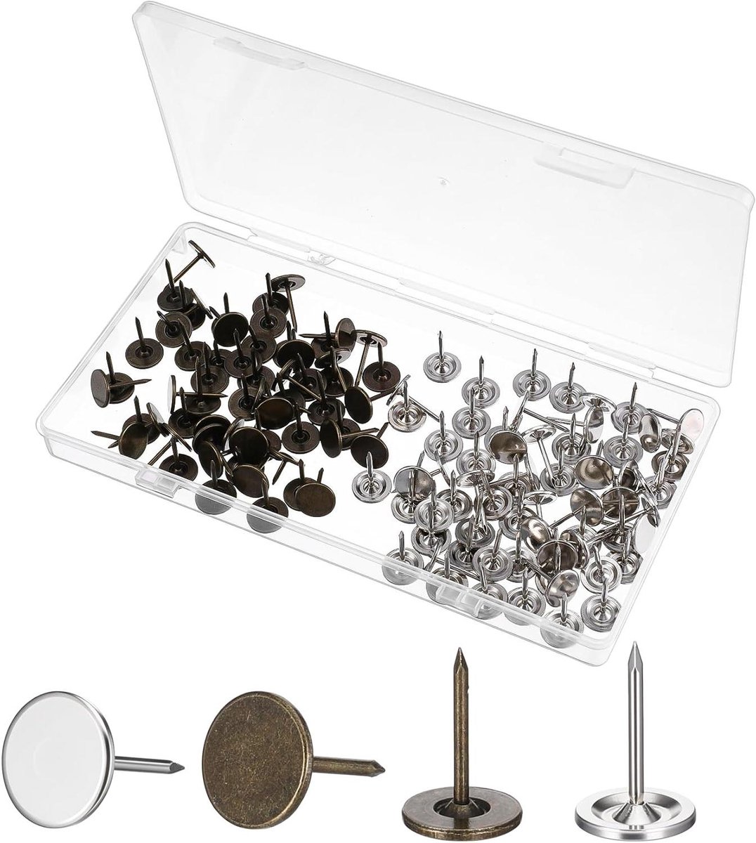 Bekledingsnagels Punaises - Decoratieve Spelden - Thuis Kantoor - Robuust Legering Materiaal - 110 Stuks - Zilver Antiek