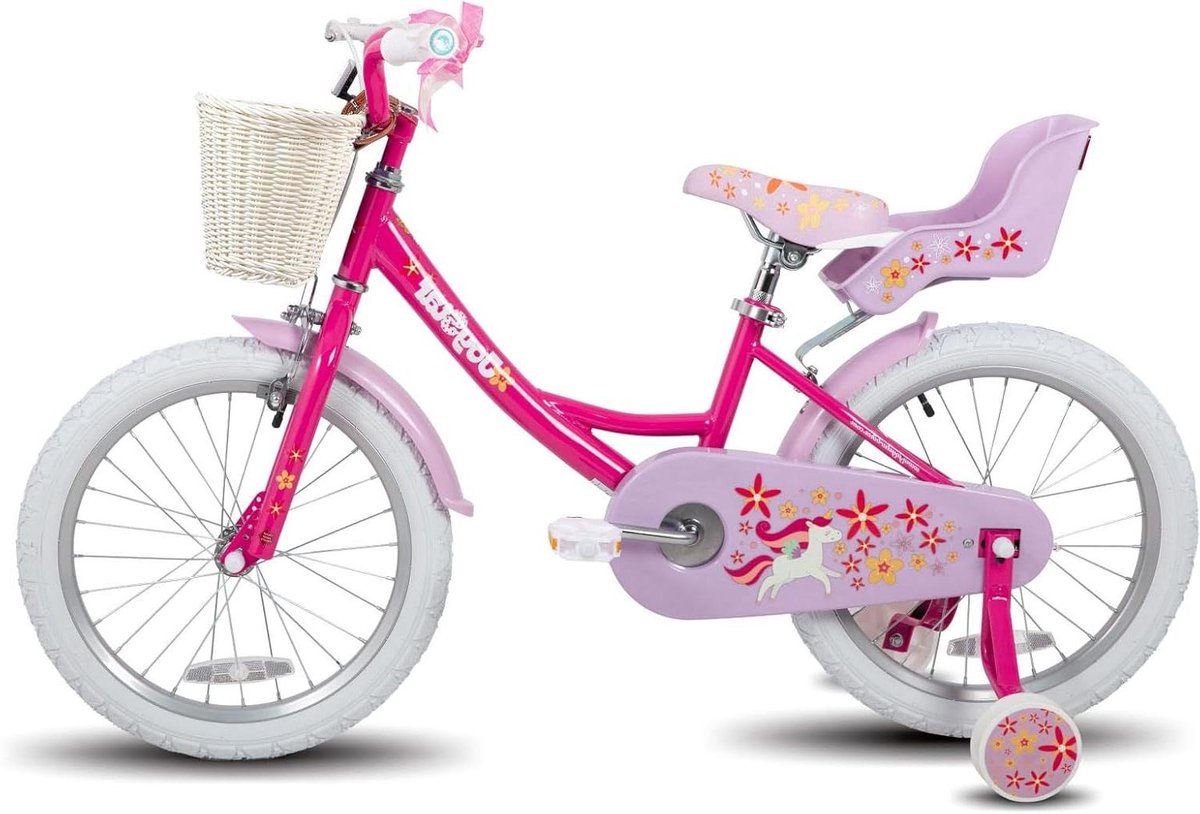 Kinderfiets Meisjes - Jongensfiets Kinderen - Veilig Leren Fietsen - Inclusief Poppenstoel - 18 inch - Paars