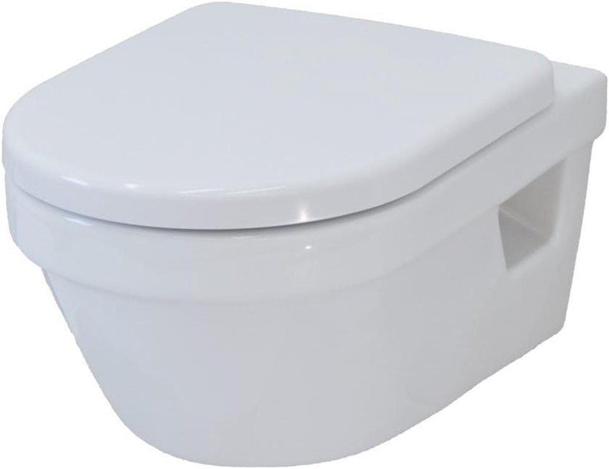 Toilet Combi-Pack - Wastafeltoilet Set - Badkamer Renovatie - DirectFlush Open Spoelrand - 53x37cm - Wit Keramiek