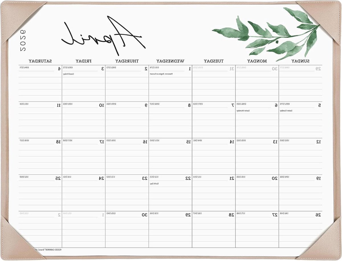 Bureaukalender met onderlegger - Desktopkalender planner - Dagelijkse planning - Twee jaar overzicht - 21 x 16.5 inch - Groen