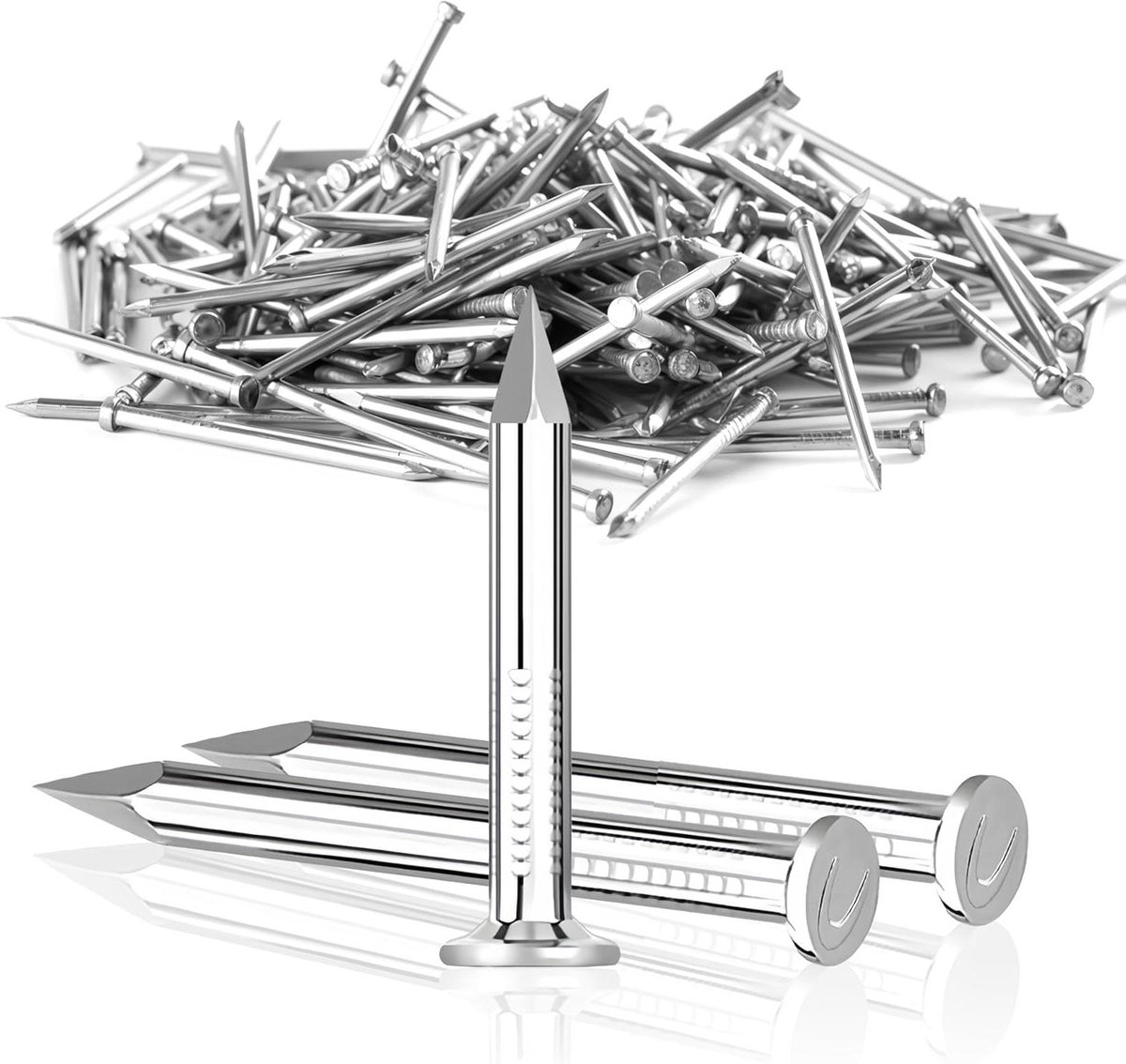Stalen Spijkers - Betonnagels Verzinkt - Bevestigen in Muren - Scherpe Punt - 25 mm 200 stuks - Zilver