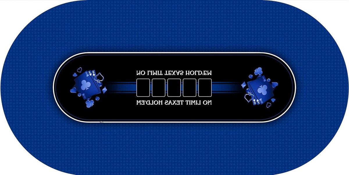 Pokermat Texas Hold'em - Speelmat Poker - Poker Avonden - Jersey Oppervlak - 180 x 90 cm - Blauw