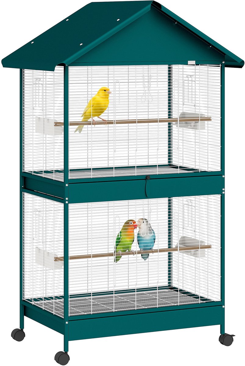 PawHut Vogelkooi - Staal - Groen
