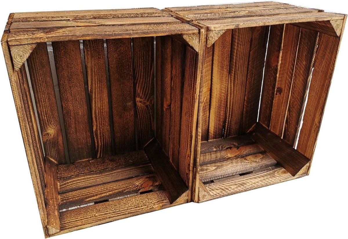 Houten Kisten - Opbergbakken - Meubelbouw Opslag - Massief Stabiel - 50x40x30 cm - Gevlamd