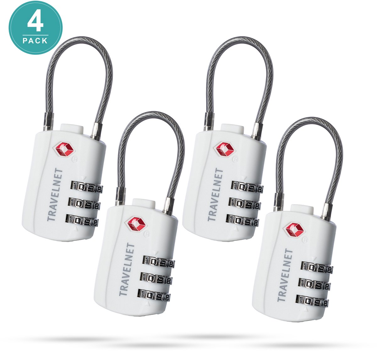 Travelnet TSA Reisslot met Cijfercode Set van 4