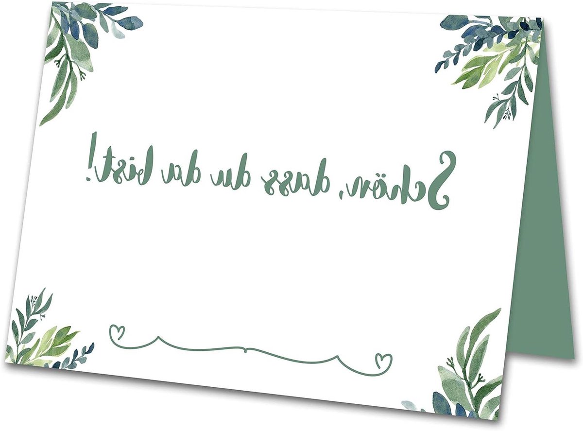 Tafelkaarten eucalyptus - Plaatskaarten naamkaartjes - Feestdecoratie tafel - Modern bloemen design - 105 x 74 cm - Groen
