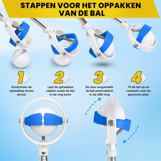 JC's® Golfbalhengel - Golfhengel - Telescopische golfhengel - Golfbal hengel - 2.75 meter - Extra stevig constructie van jcs — afbeelding 4