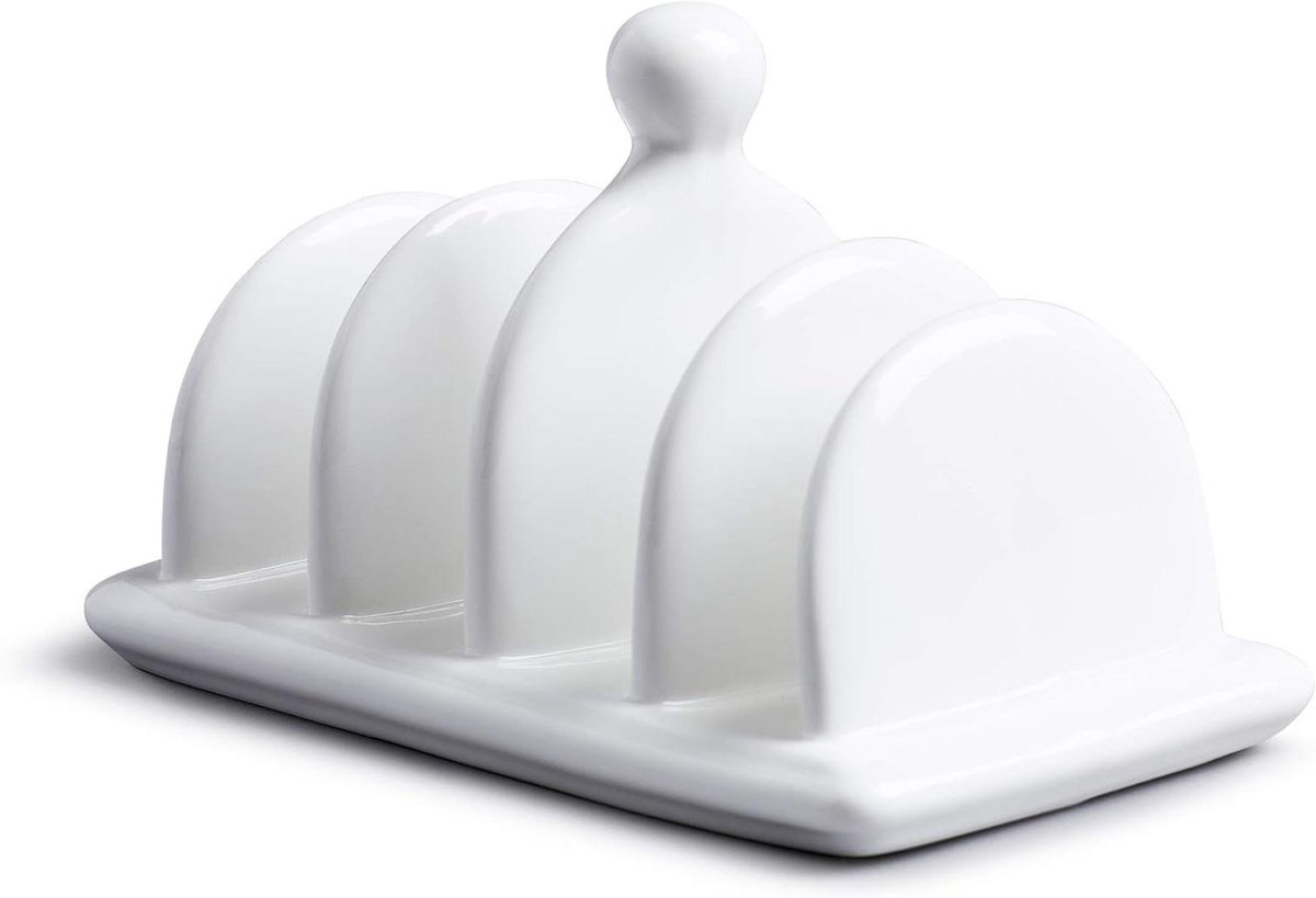 Broodrooster Rek Toast Houder Ontbijt Serveren Ventilerend Porselein 16 x 9 x 9 cm Wit