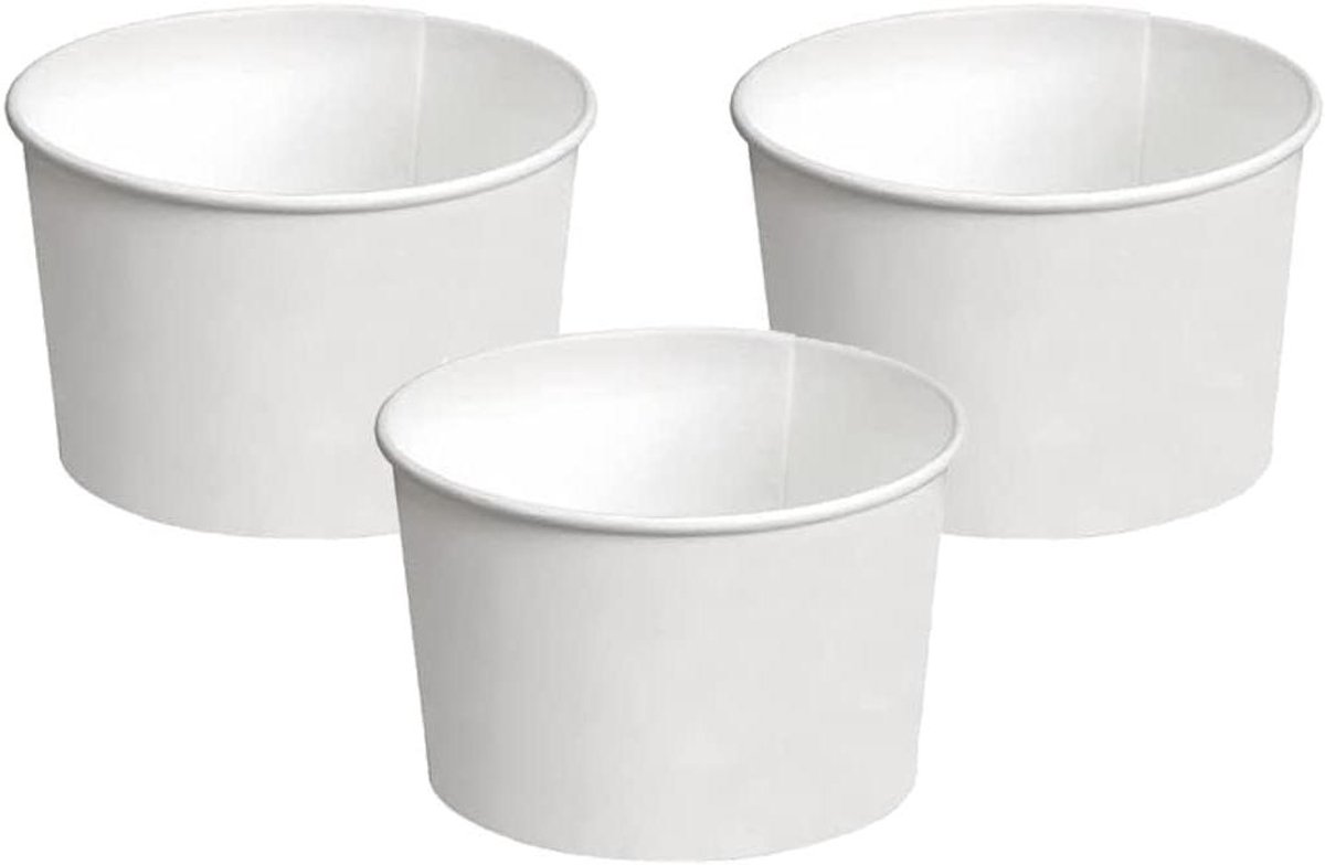 Papieren IJsbeker - Dessertbekers Wegwerp - Fingerfood Serveren - Lekvrije Coating - 80 ml - Wit