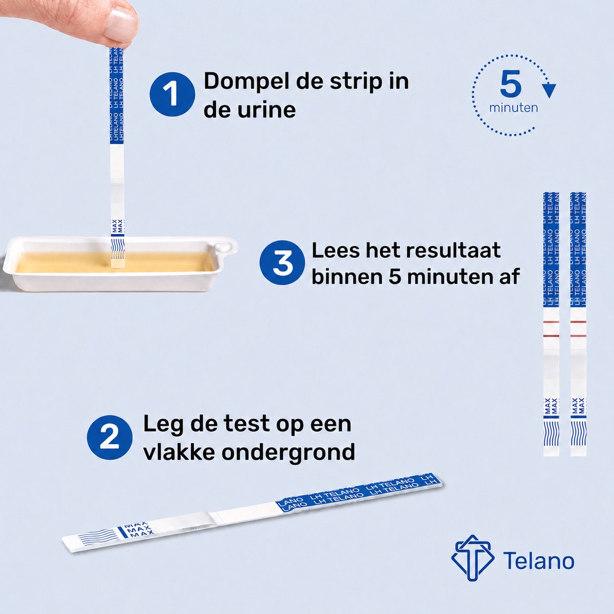 Telano Ovulatietest 60 testen Dipstick Gevoelig - 1x Zwangerschapstest strip en Ovulatiekalender – foto 5