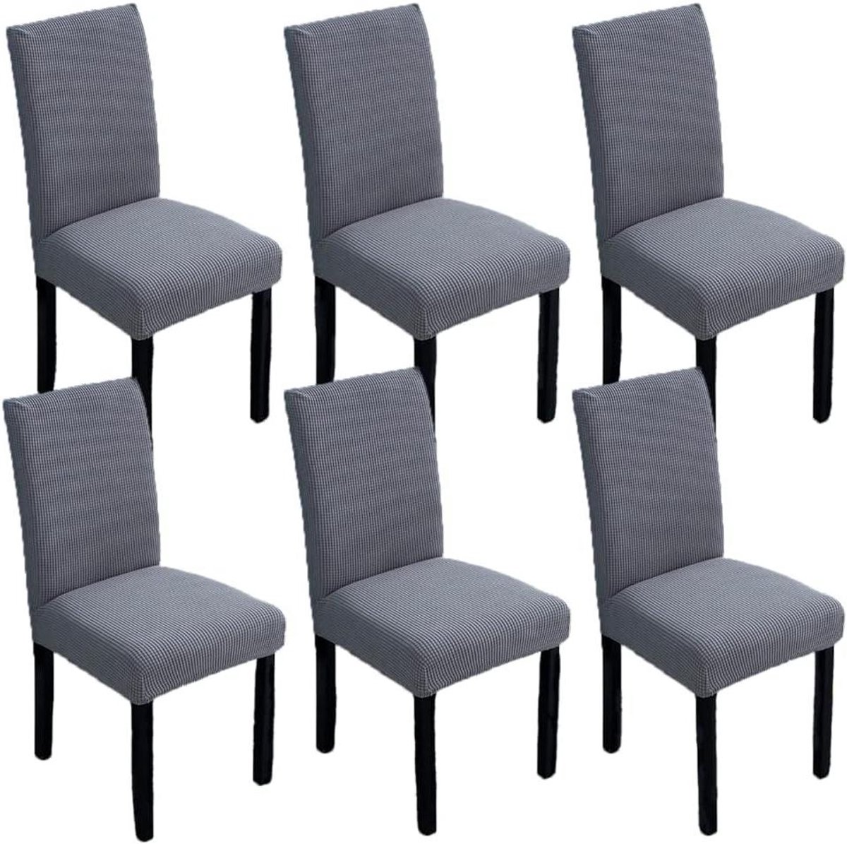 Stoelhoezen met rugleuning - Stoelbeschermers - Eetkamer Decoratie - Elastisch en Wasbaar - 6 stuks - Grijs