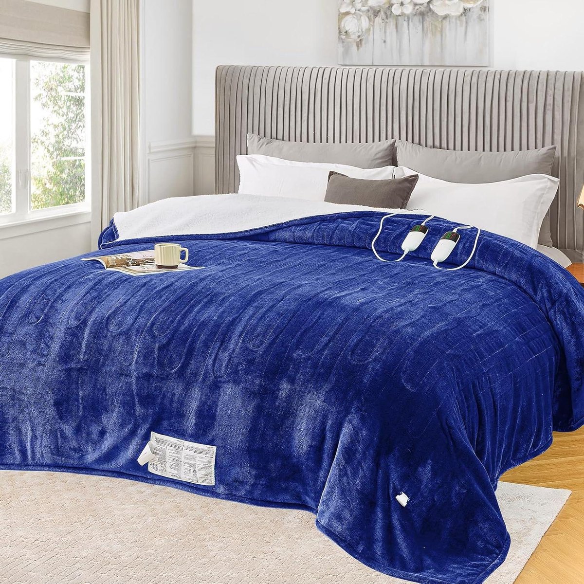 Elektrische Deken Queen - Verwarmde Deken - Warm Blijven - Dubbele Zone Controle - 214 x 220 cm - Zee Blauw