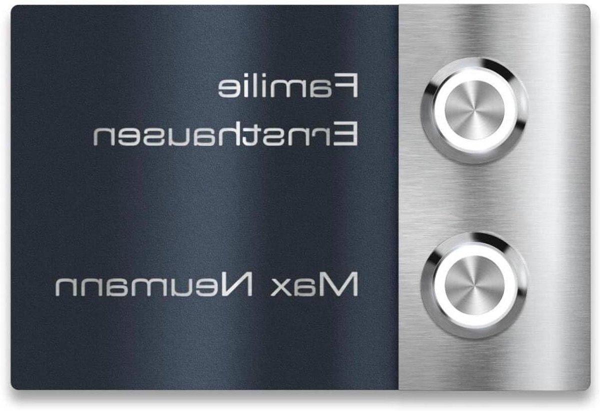 Deurbel met Naamplaat - Belknop Dubbel - Entree Verfraaien - Gratis Lasergravure - 12 x 8 cm - Antraciet