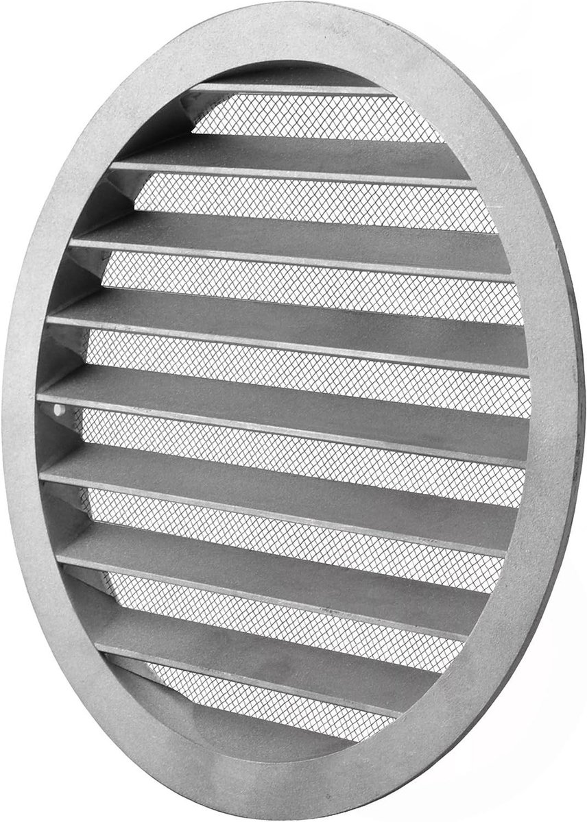 Ventilatierooster Aluminium - Afvoerluchtrooster Insectenhor - Ventilatie Binnen Buiten - Met Insectenhor - Ø 160 mm - Aluminium