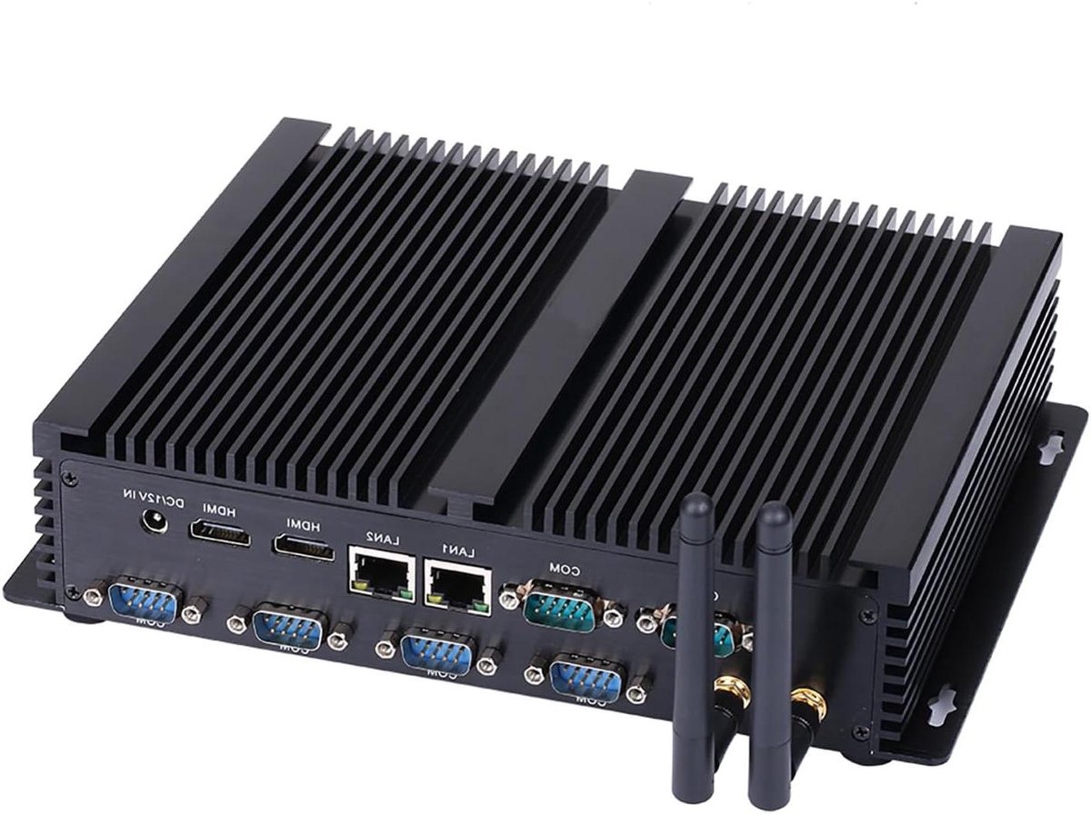 Industriële Mini PC - Fanless Computer - Stabiel Bedrijf - Passieve Koeling - 175 x 210 x 45mm - Zilver