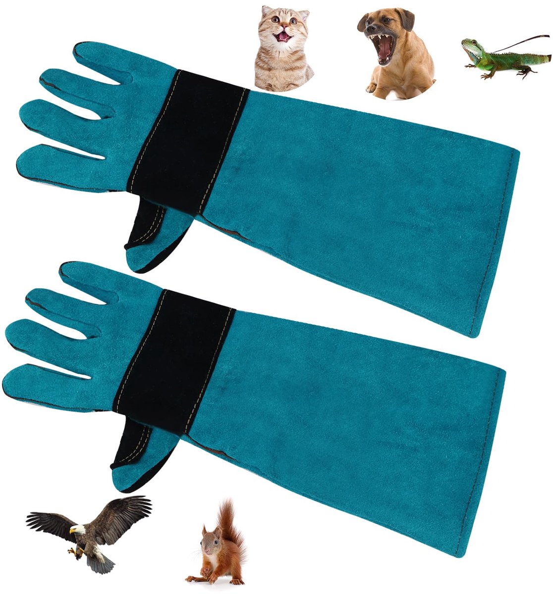 handschoen, voor honden en katten, 45 cm, doornenbestendig, krab- en beetbestendig, verdikt rundleer voor haarverzorging, huisdiertraining, lassen,