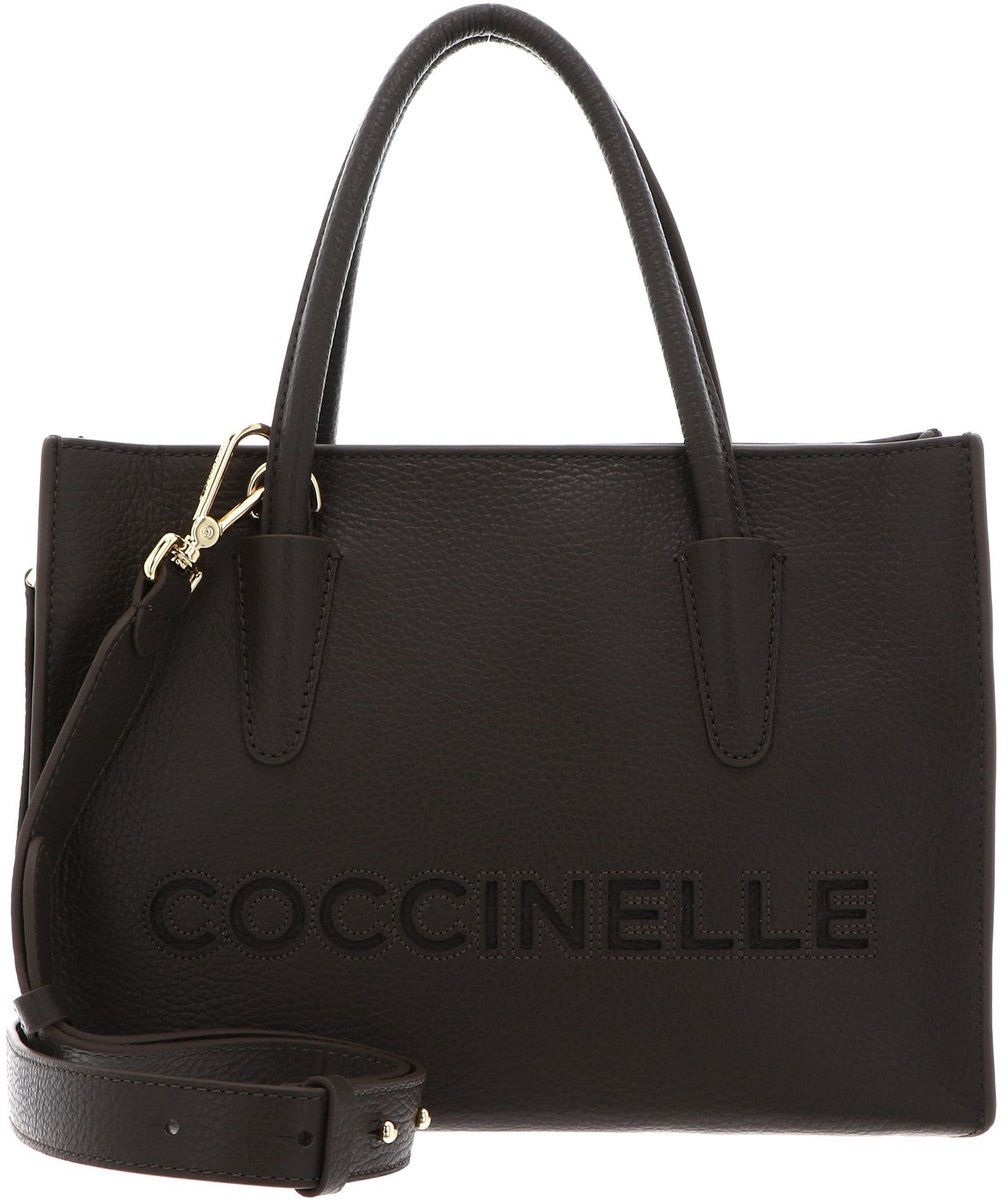 COCCINELLE Leren handtas schoudertas Myrtha26 Handbag Grained Leather Fango donkergroen