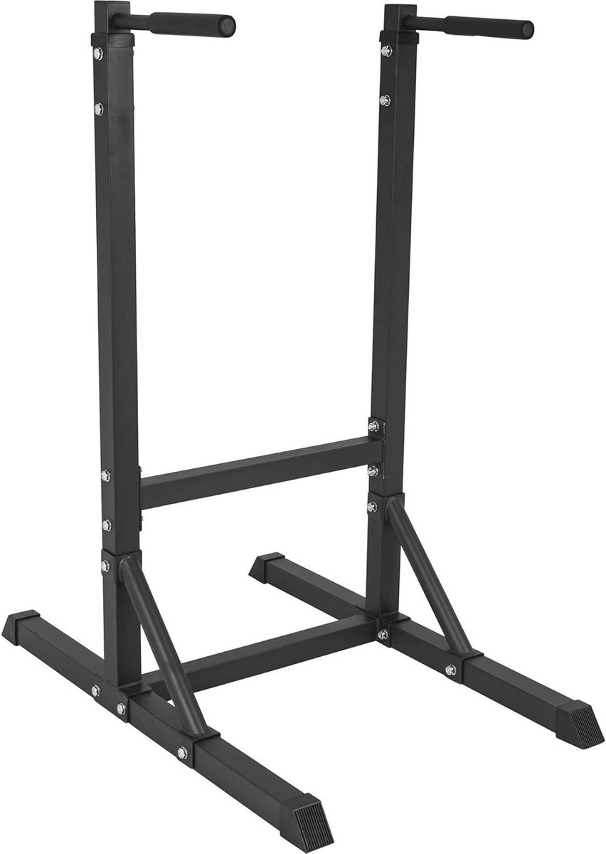 Dip Station - Parallettes Dipstang - Kracht Training - Gevoerde Handgrepen - 98 x 65 x 125 cm - Zwart