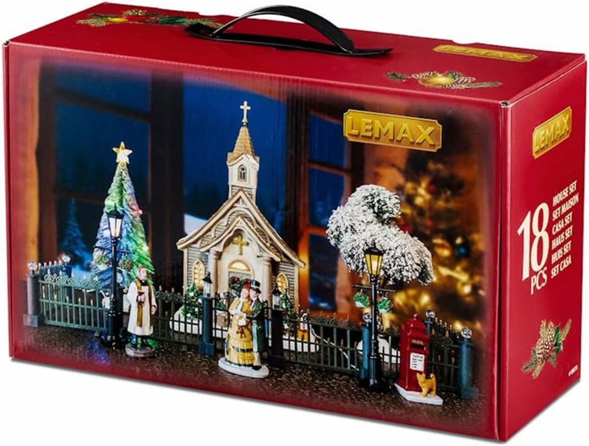 Kerstdorp Kerk Set - Dorpshuis Verlichting - Kerstdorp Decoratie - Nieuw 2025 Collectie - 42.5 cm Breed - Multicolor – foto 2