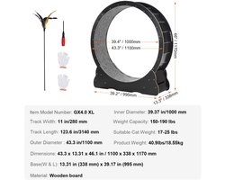 DierDO - Kattenwiel - Kattenloopwiel - Kattenoefenwiel - Zwart - 1100x338x1170 mm - Stil - Antislip - Loopwiel voor Katten - XL