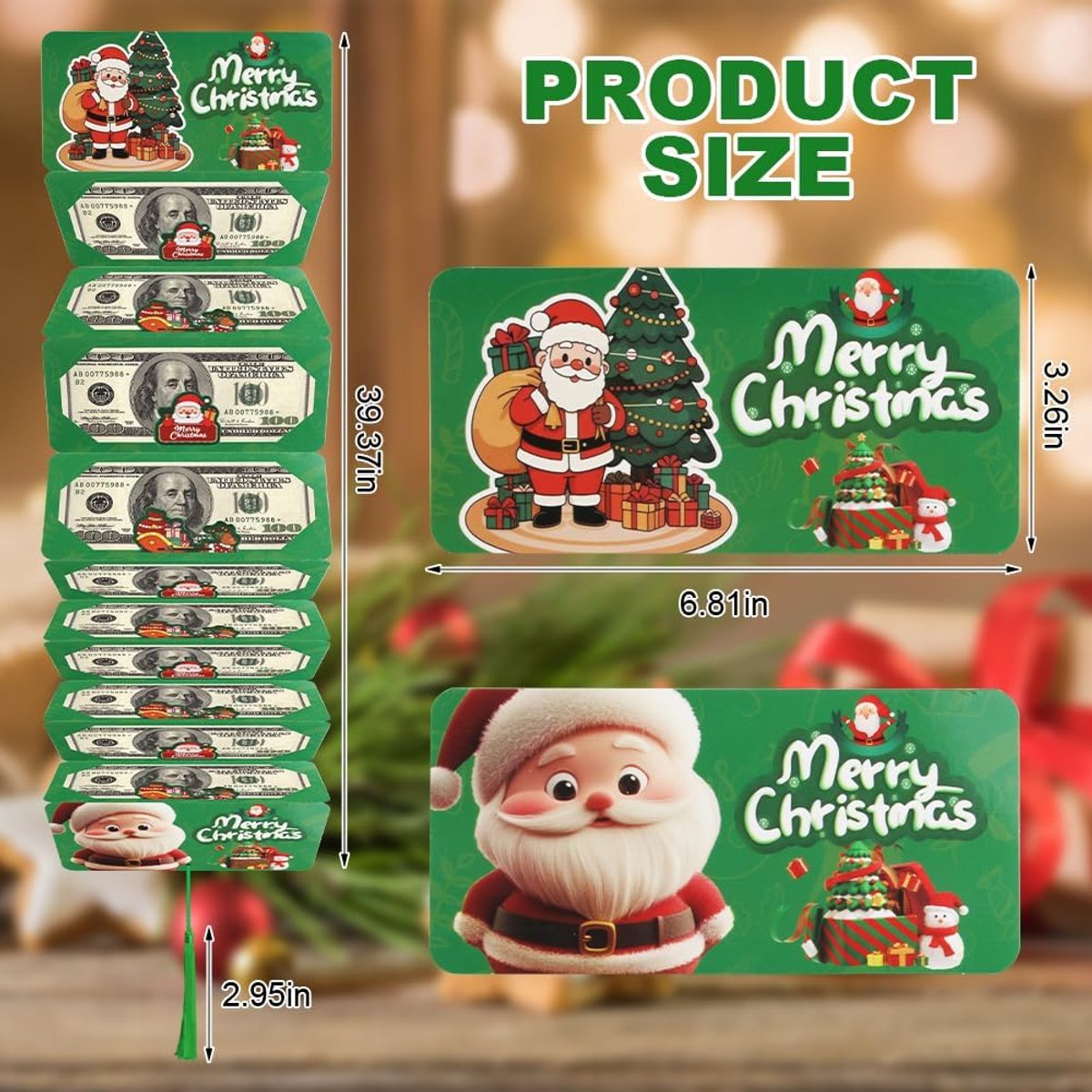 Kerst Geld Envelopes - Cadeau Kaarthouder - Cadeaus Organiseren - Tien Interne Slots - 17.3 x 8.28 x 0.25 cm