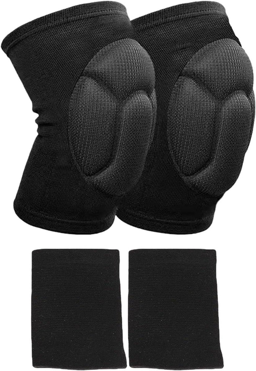 Kniebeschermers en Polsbanden - Sport Bescherming Set - Blessure Preventie - Ergonomisch en Ademend - Set van 4 - Zwart