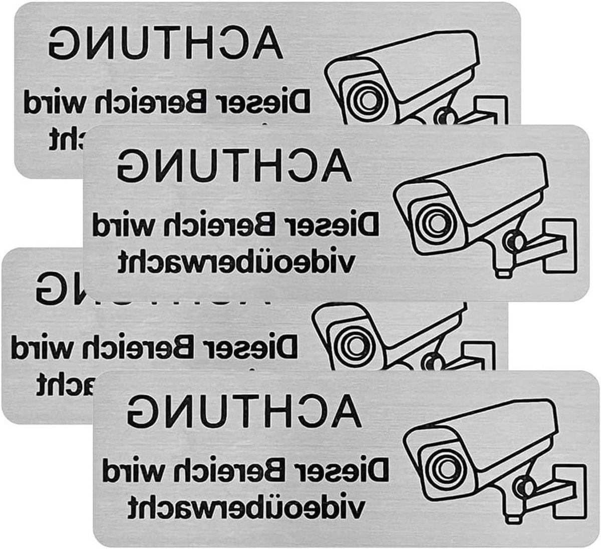 CCTV Borden Set - Bewakingsbord Camera - Juridische Bewaking - Aluminium Dubbele Binding - 16.2x14.0 cm - Zilver