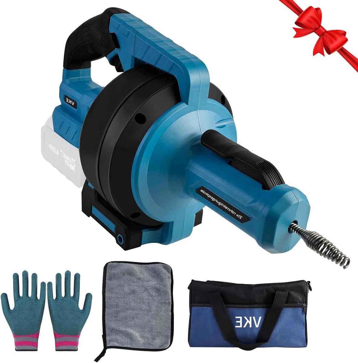 Accu Pijpreiniger - Afvoer Ontstopper - Verstopping Verhelpen - 7 Meter Flexibele Spiraal - 20-75 mm Buizen - Blauw