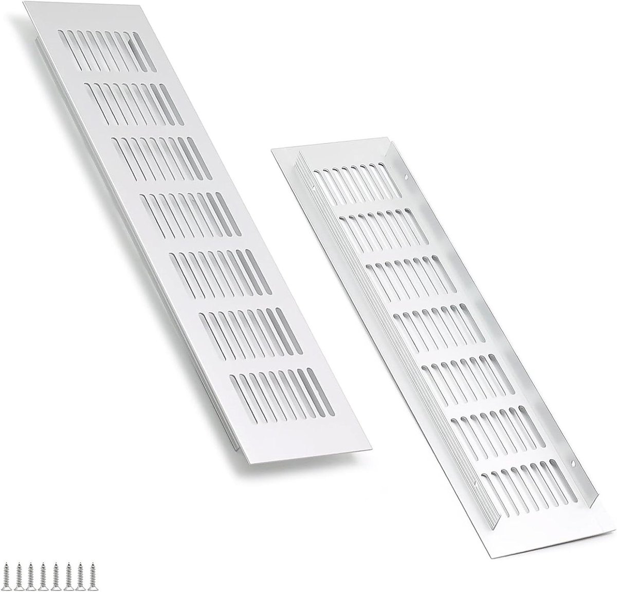 Ventilatierooster Aluminium - Luchtgitter Rooster - Luchtcirculatie Verbeteren - Corrosiebestendig Materiaal - 300x80mm - Zilver