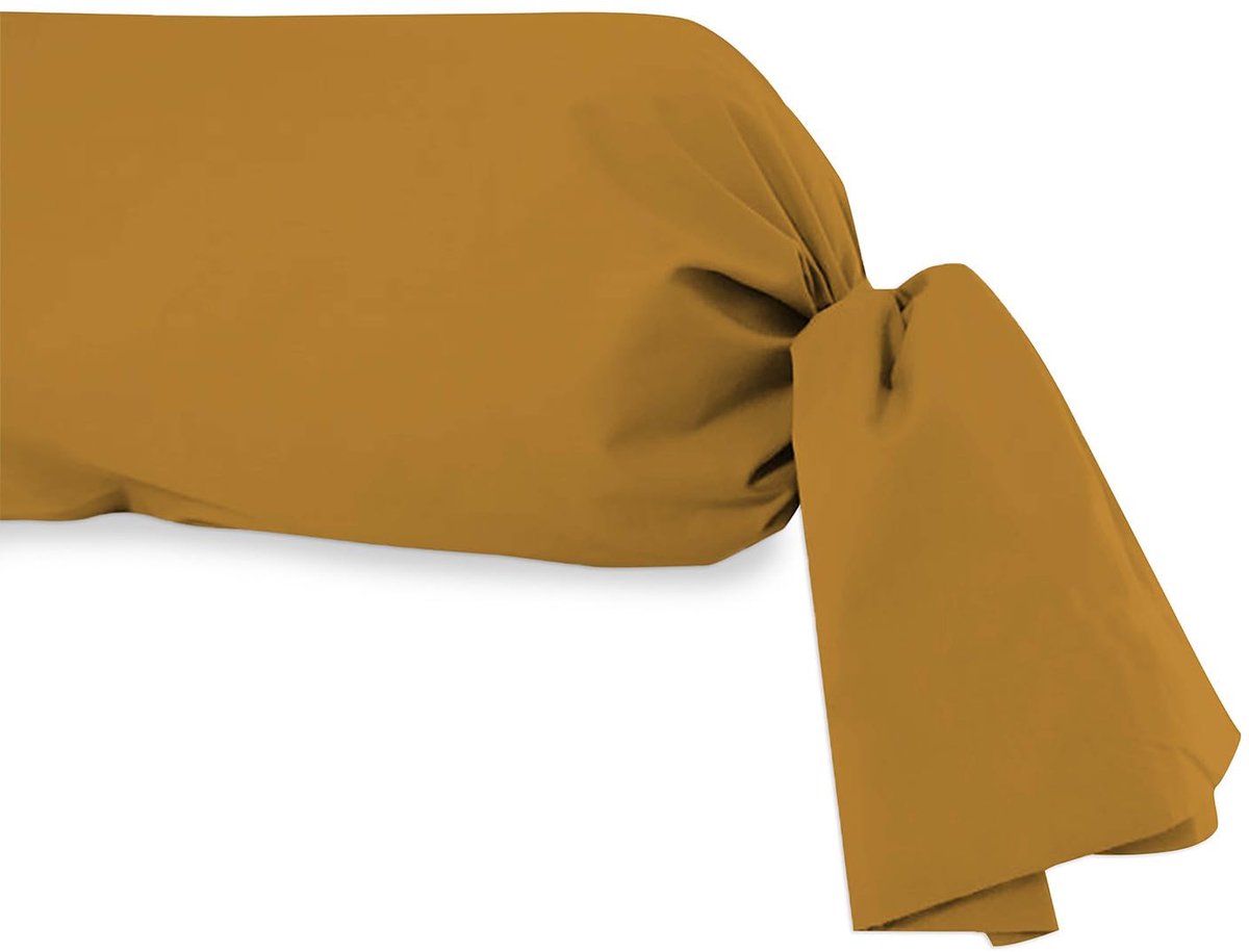 d‘ocre, katoenen bolsterhoes, draaddichtheid 57, 45 x 205 cm, effen, mosterdkleur