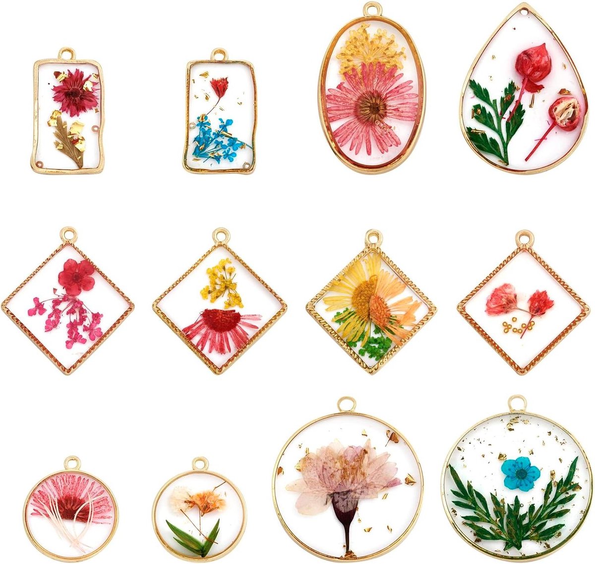 Hanger Bloemen - Hars Bedels - Sieraden Maken - Echte Gedroogde Bloemen - 22-35mm - Transparant