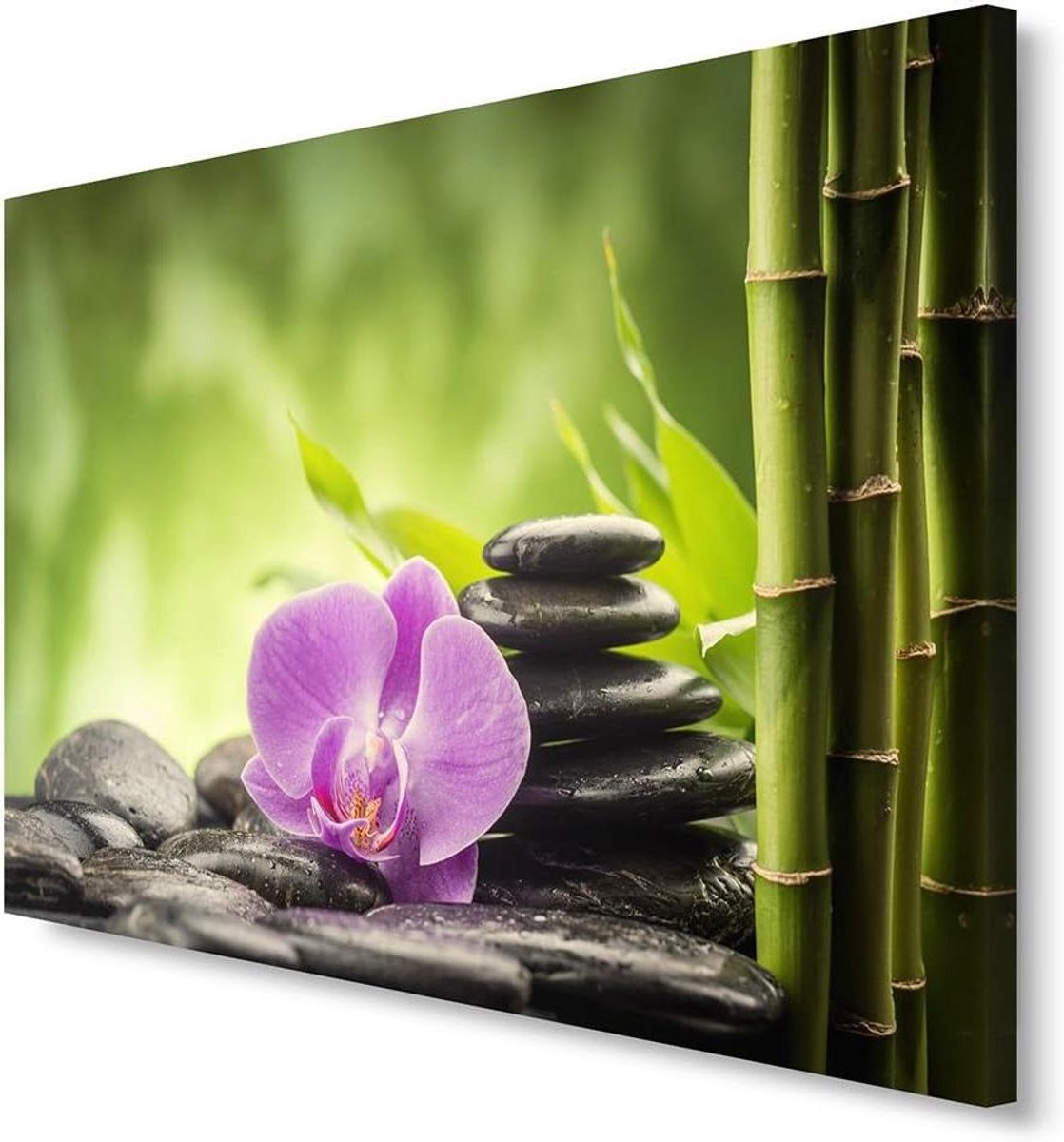 Wandafbeelding Canvas - Schilderij Decoratie - Woonkamer Verfraaien - Zen Natuur Thema - 60x80 cm - Groen