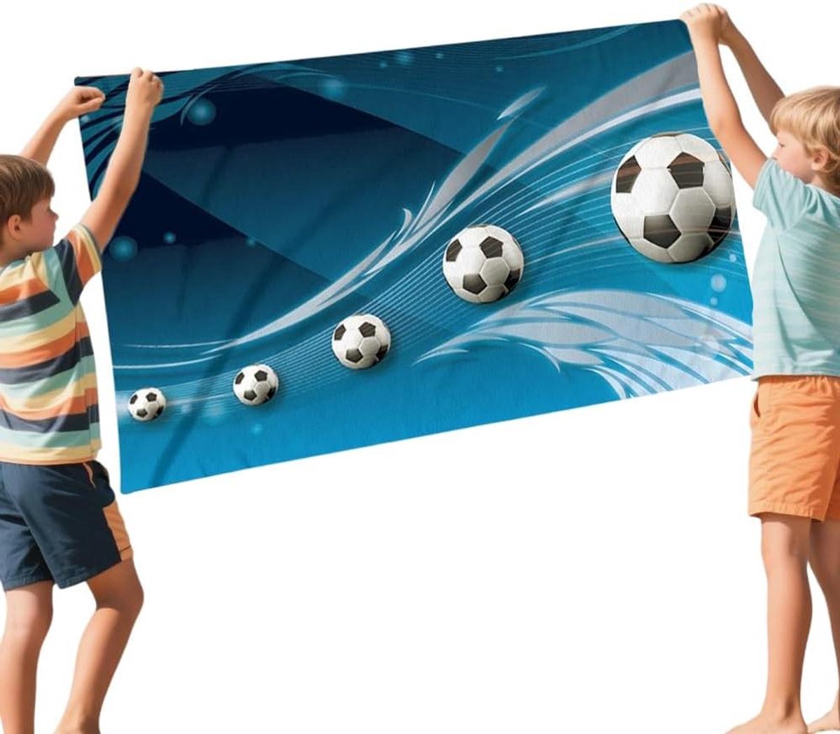 Voetbal Strandlaken - Strandhanddoek Sport - Zomerse Ontspanning - Sneldrogend Anti-Zand - 160 x 80 cm - Blauw