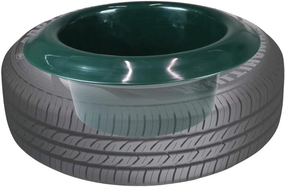 Ronde Voederdispenser - Voerbak Paard - Paarden Voeren - Robuust Kunststof - 15/16 inch Band - Donker Groen