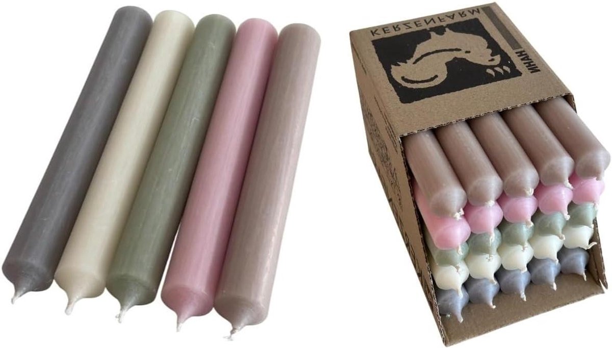 Staal kaarsen - Tafelkaarsen Decoratiekaarsen - Sfeerverlichting creëren - Door en door gekleurd - 25 stuks 18 cm - Pastelkleuren