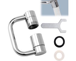 Kraanverlenger Roterend - U-vormige Kraanverlenging Flexiflow - Spatvrij Water Gebruiken - 1080° Roterende Flexibele Arm - 9 cm Lengte - Zilver