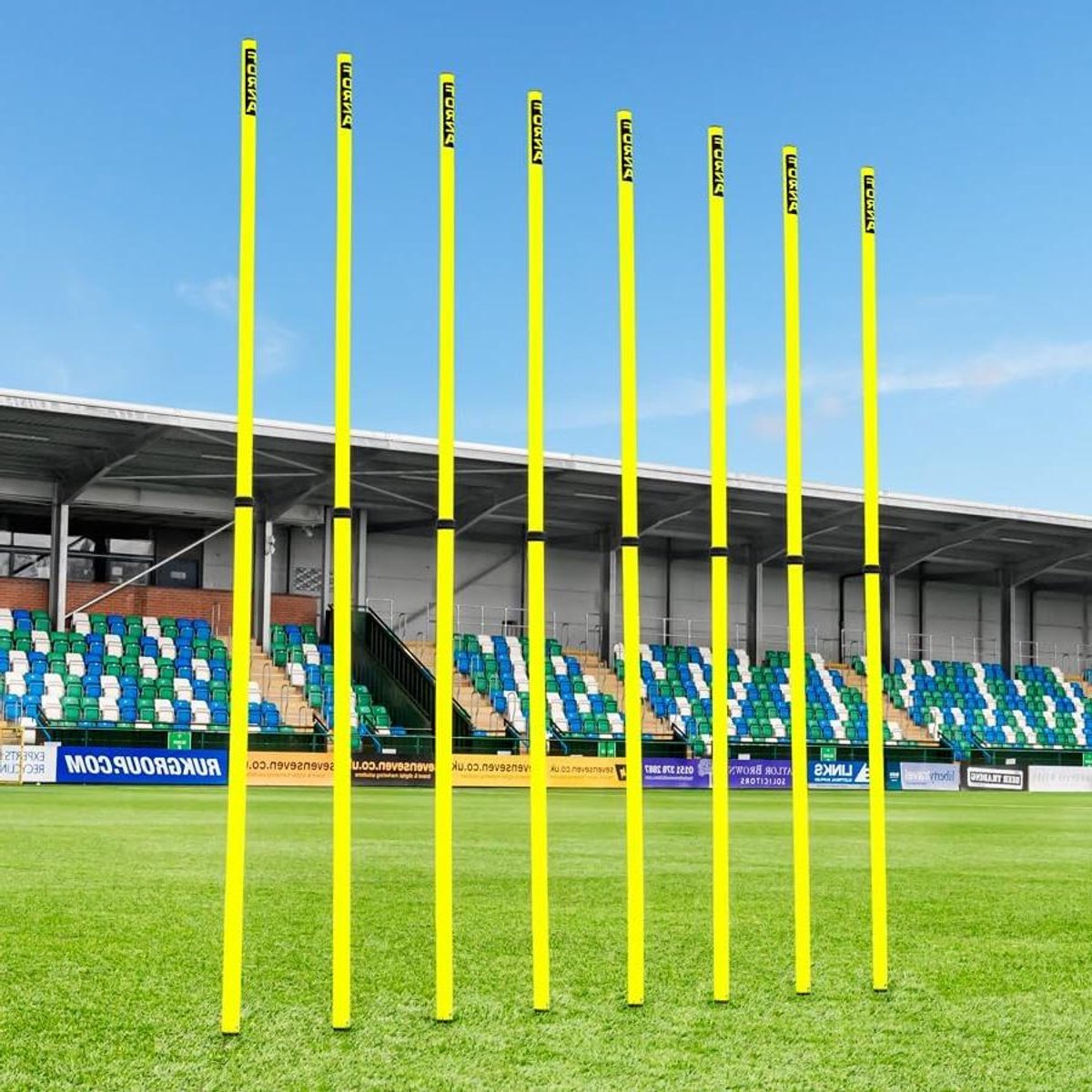 Telescopische Slalomstokken - Trainingsstokken Behendigheid - Sporttraining Verbeteren - 8 Stuks Verstelbaar - 1m tot 1.8m - Fluro Geel