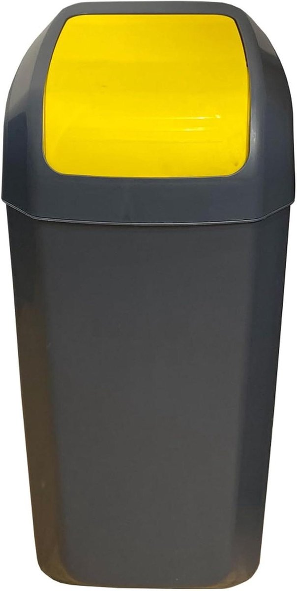 Vuilnisbak met kanteldeksel - Prullenbak Keuken - Afval Scheiden - Gladde en afgeronde wanden - 15 liter - Geel