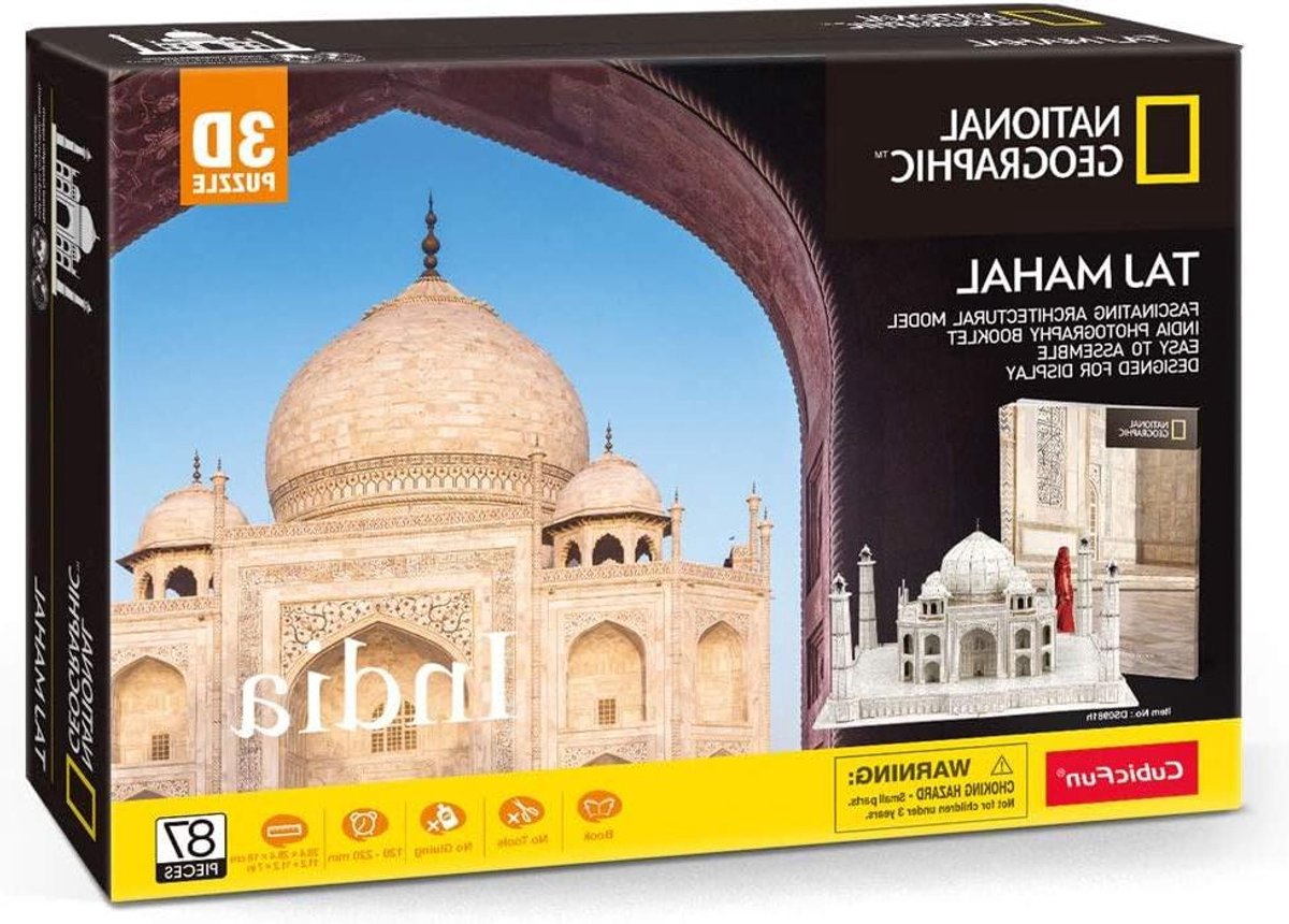 3D Puzzel Taj Mahal - Architectuur Model - Huis Decoratie - Inclusief Informatief Boekje - 87 Stukjes - Multicolor