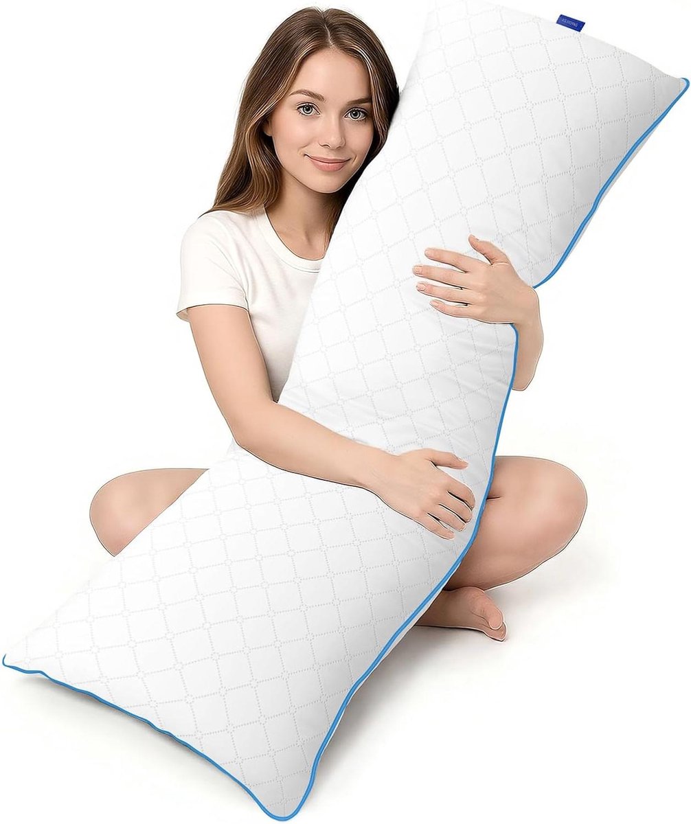 Lang Lichaamskussen - Verstelbaar Kussen - Comfortabel Slapen - In Hoogte Verstelbaar - 50.8 x 137.2 cm - Wit