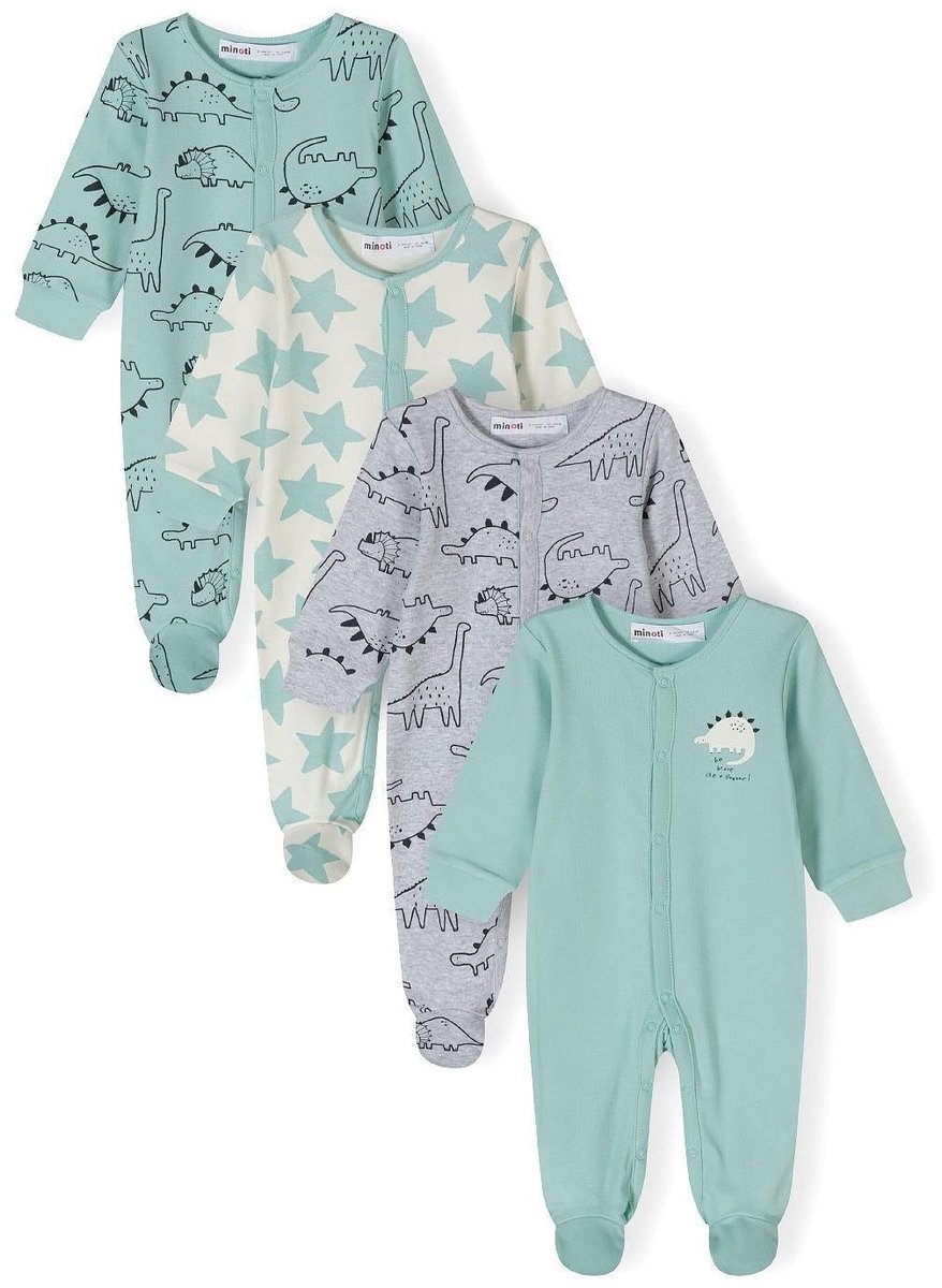 Minoti baby pyjama 4-pack met dinosaurusprint - 100% katoen - groen