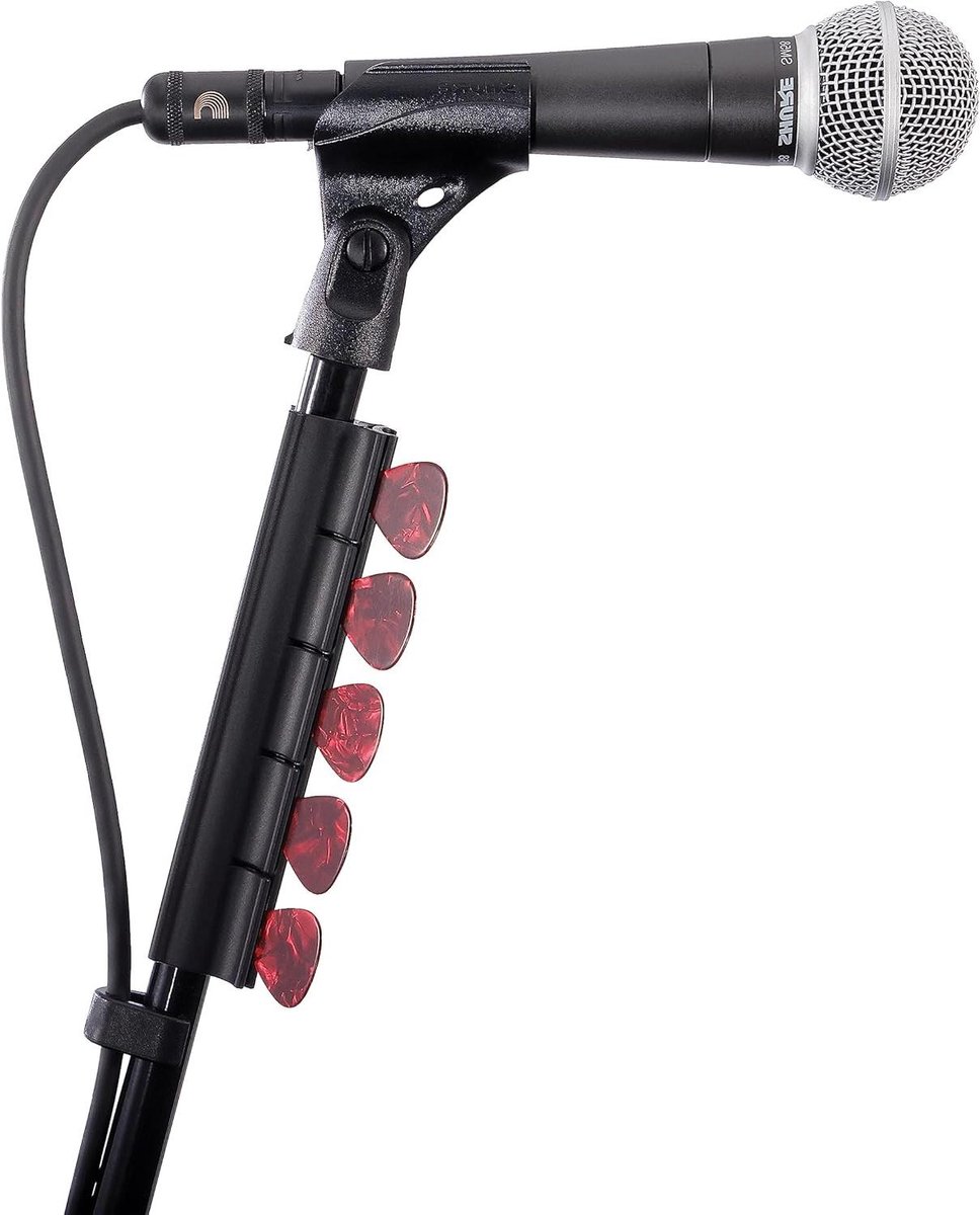 Plectrumhouder Microfoonstandaard - Gitaar Accessoire - Optreden Muziek - Voor 10 Plectrums - Universeel - Zwart