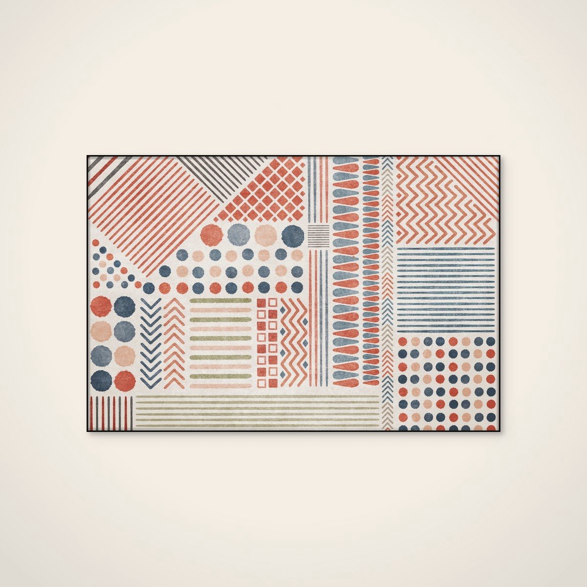 Akoestisch schilderij - 90 x 60 cm - Geometric Harmony van Emel Tunaboylu - Geometrische wanddecoratie - zwart textielframe